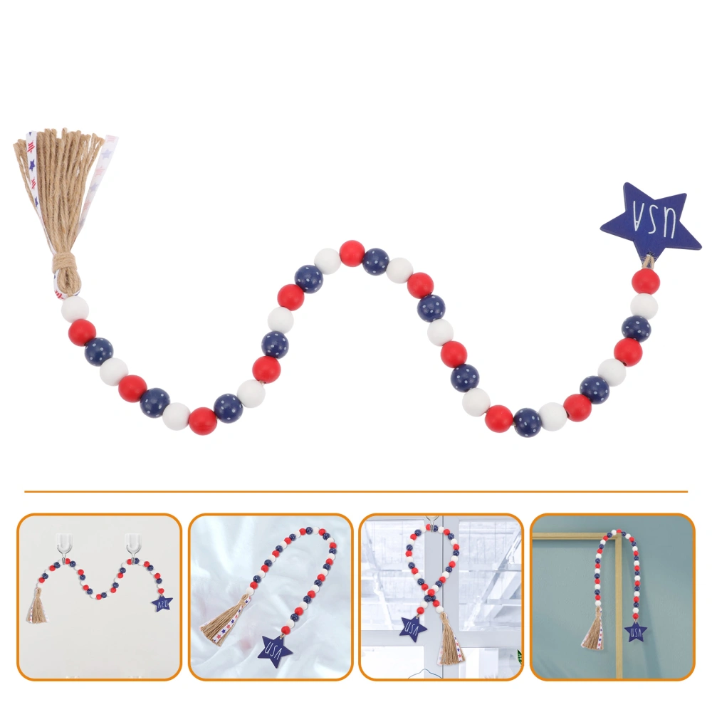 Independence Day Ornament Wood Bead Adorn Tassel Bead String Tassel Decor