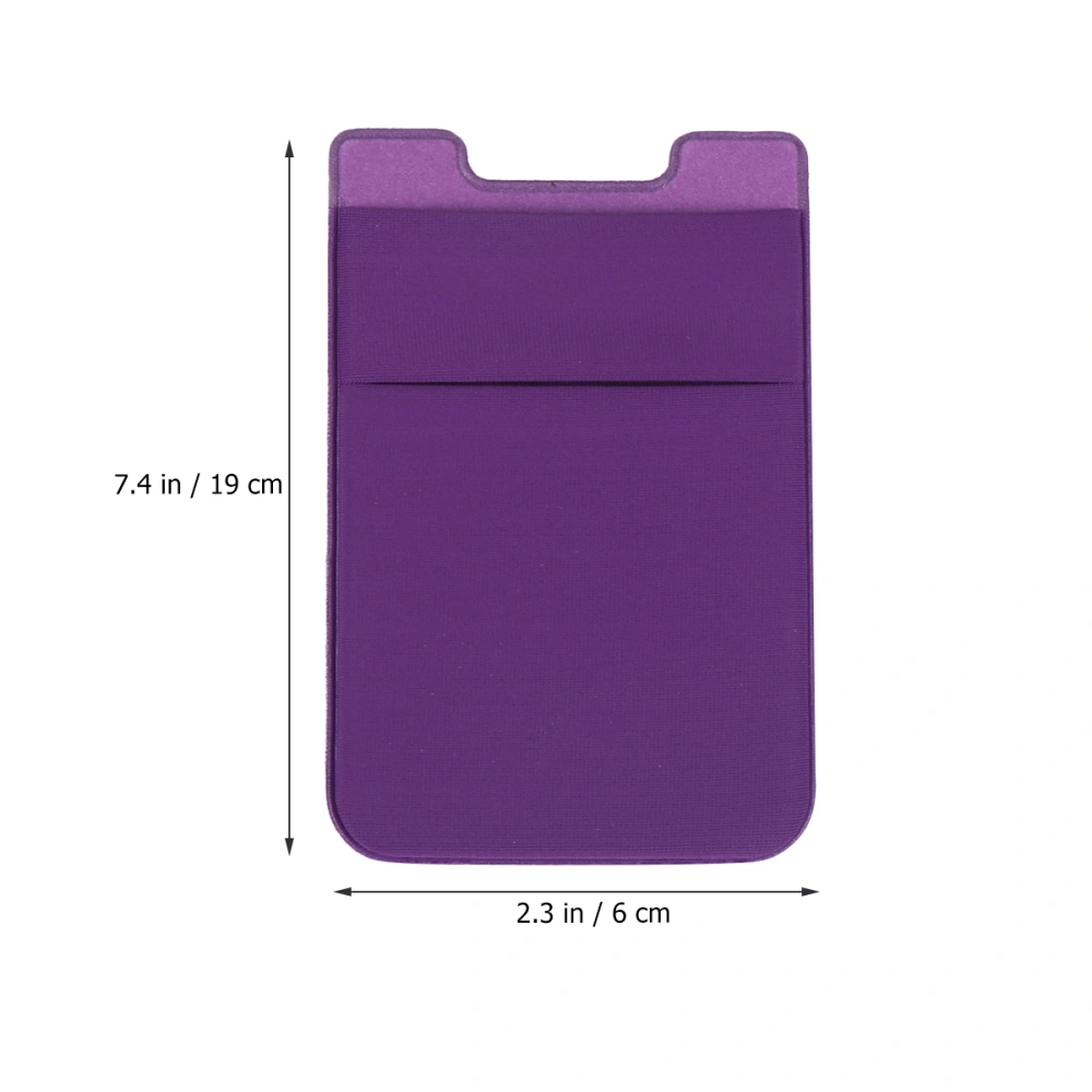 2pcs Double Layer Phone Pouch Adhesive Holder Cell Phone Back Patch Pocket Cover (Purple)