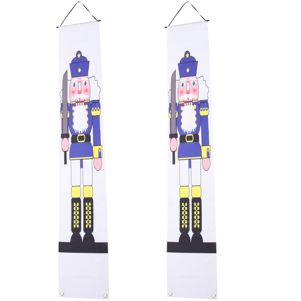 1 Pair Christmas Door Banner Couplet Nutcracker Soldiers Door Banners Xmas Decorations