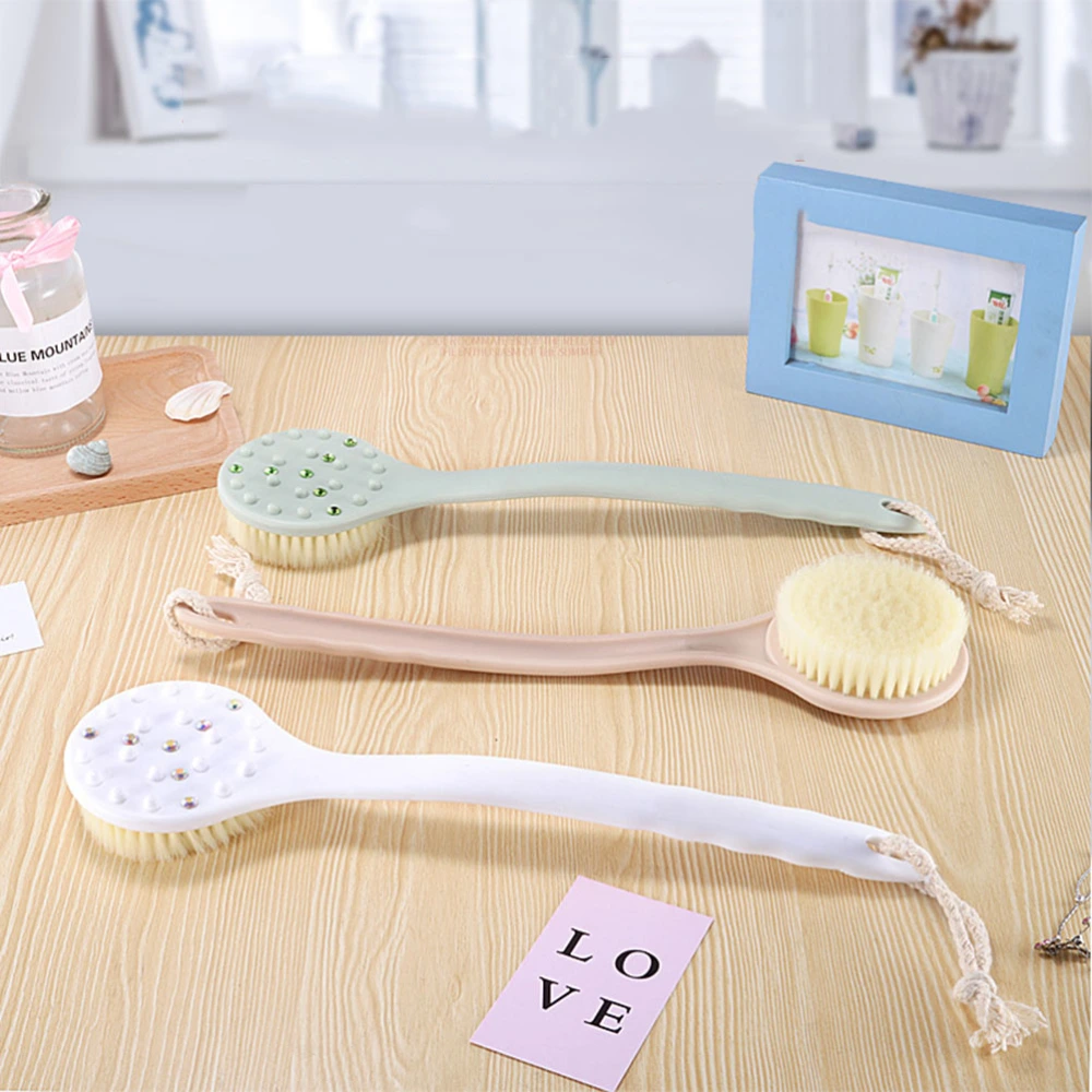 Long Handle Bath Brush Ultrafine Filament Massage Bath Brush Back Scrubber With String Body Brush (White)