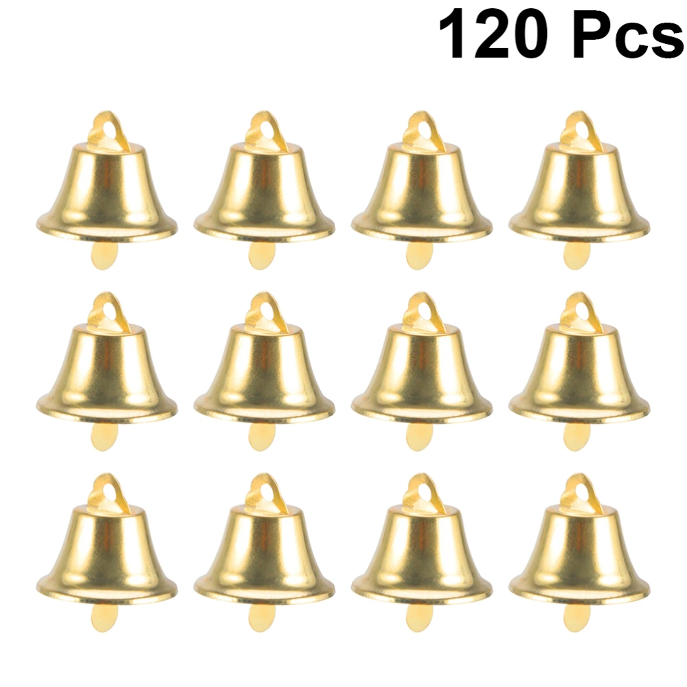 120pcs 14mm Christmas Bell Hanging Pendant DIY Bell Pendant Mini Christmas Bell Ornament(Golden)