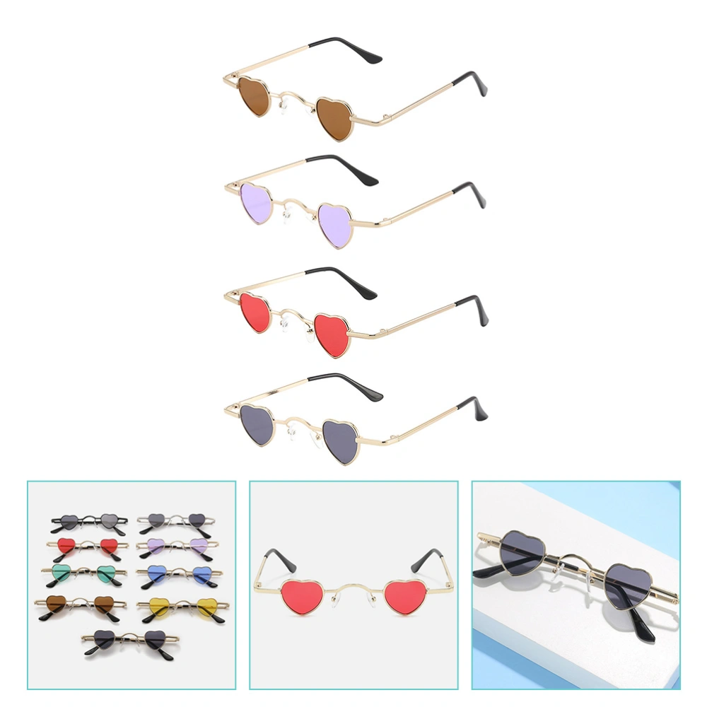 4Pcs Heart Shaped Sunglasses Party Favors Glasses Photo Props for Women Men kids