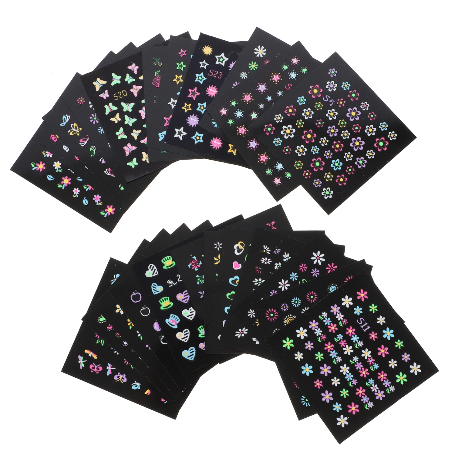 24 Sheets Luminous Nail Stickers Fluorescent Nail Art Decal Nail Decoration