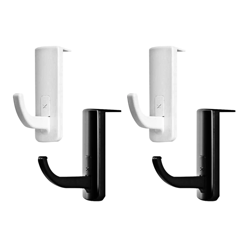 4pcs Headphone Holder Hooks Self-adhesive Headset Rack Hanger for Internet Cafe Home (Black+White)