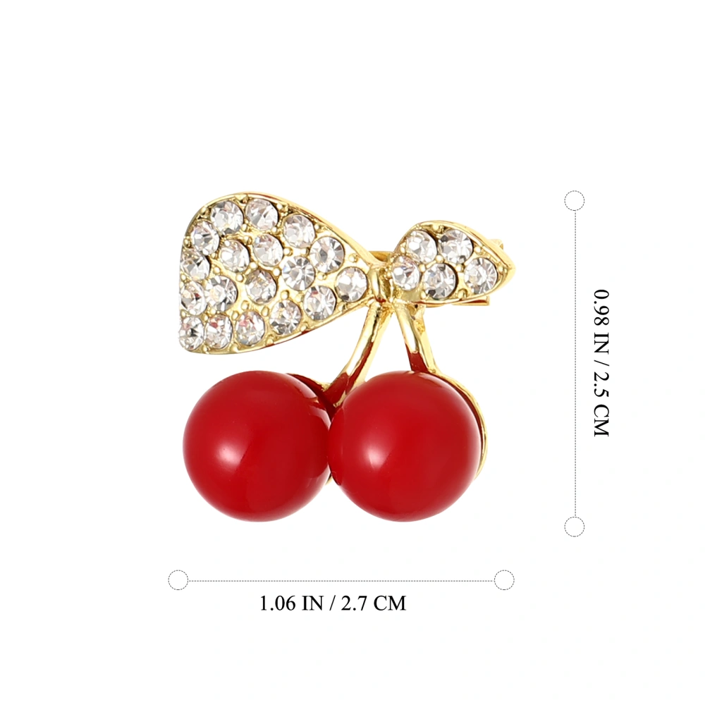 5pcs Stylish Rhinestone Cherry Brooches Woman Brooches Pin Fashionable Brooches