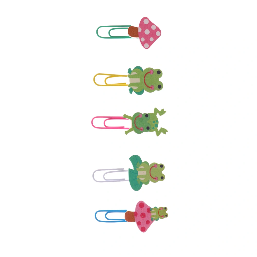 5Pcs Wooden Lotus Leaf Decor Paper Clips Colorful Paper Clips Stationery School Office Supplies