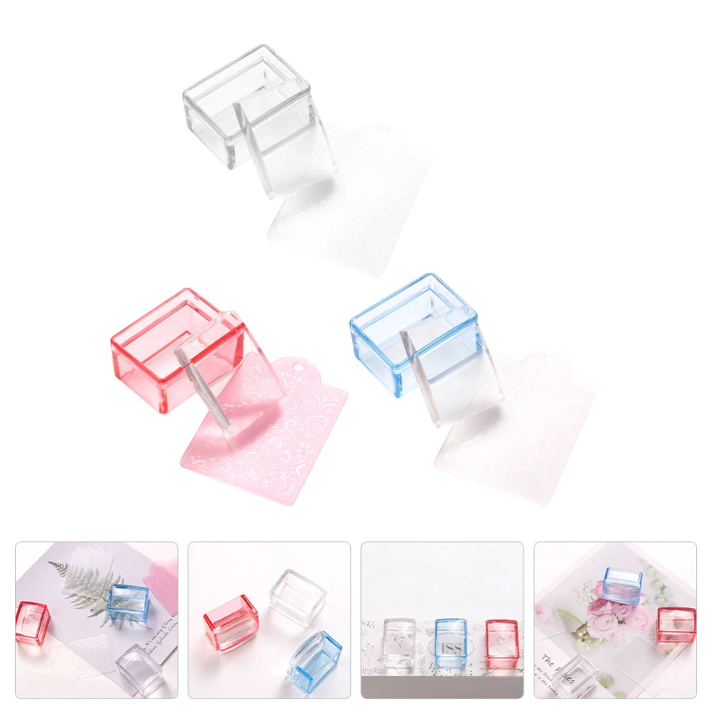 3Pcs Nail Transparent Seals DIY Transfer Work Manicure Stampers for Salon