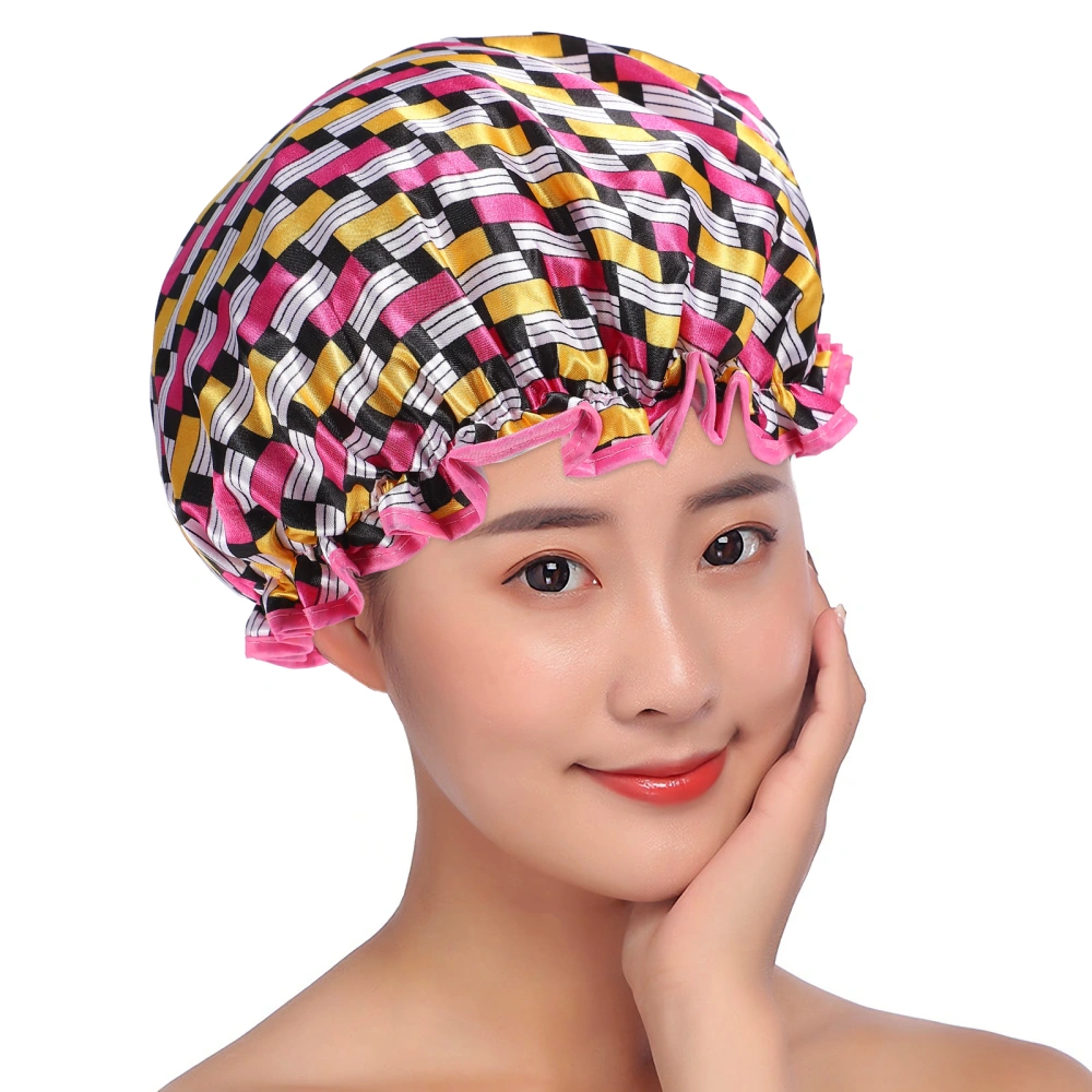 3pcs Reusable Printed Polyester Bathing Shower Caps Double Layer Bathing Caps