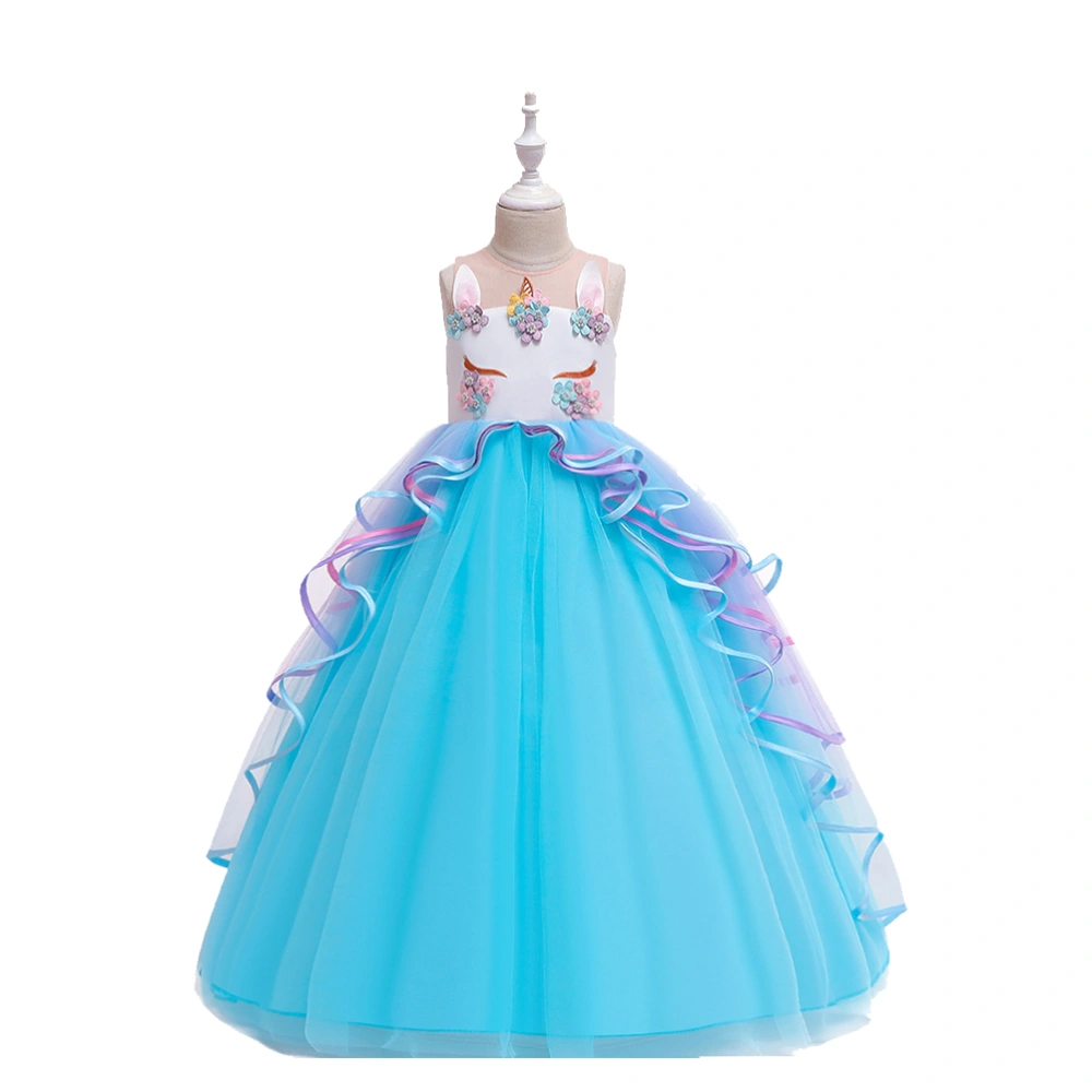 Cosplay Unicorn Costume Stage Role Play Dress Show Performance Costume Party Supplies Blue (130cm)