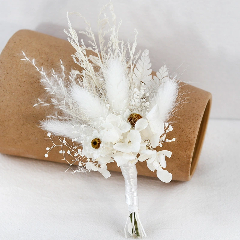 6pcs Mini Realistic Dried Flower Bouquet Mini Dried Flower Bouquet Vase Bouquet Boutonniere