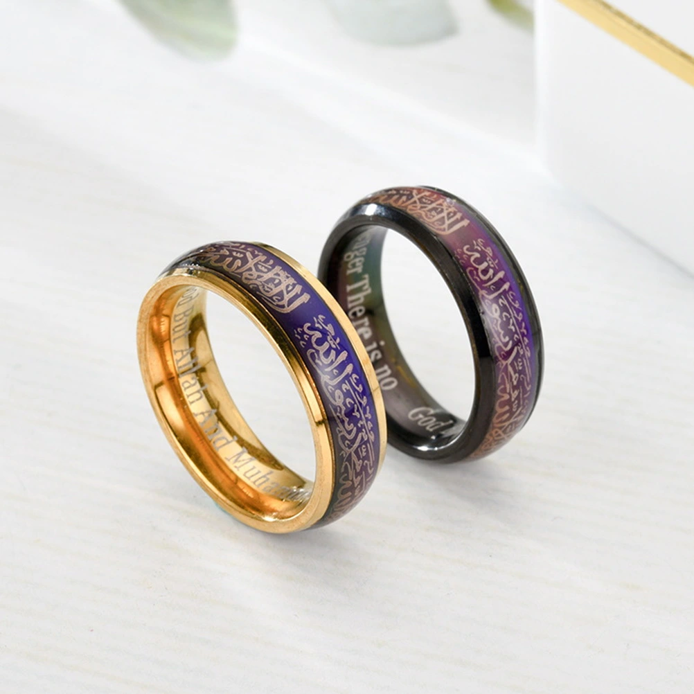 1Pc Fashion Ring Finger Ornaments Temperature-changing Couple Ring Size 7 (Golden)