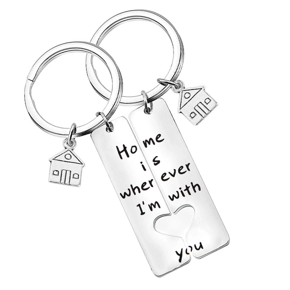 1 Pair Durable Titanium Steel Keychains Silver Keyrings Decorative Hanging Gifts