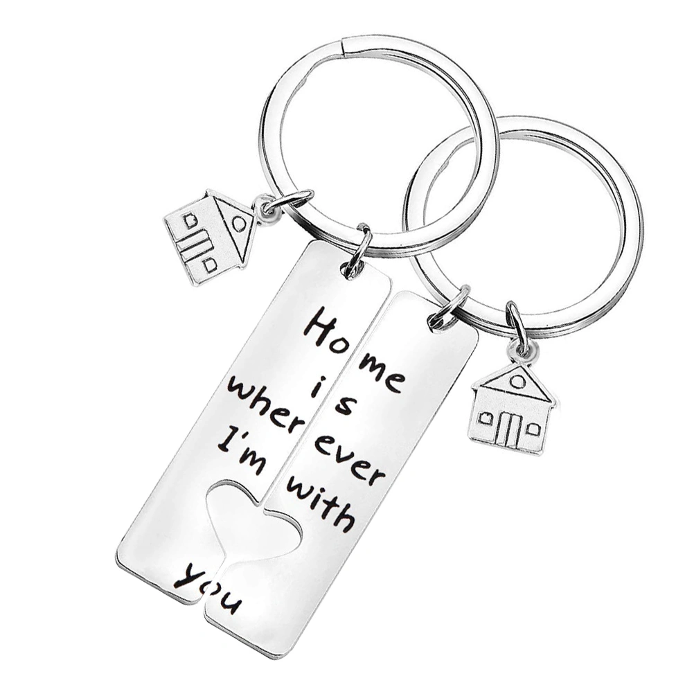 1 Pair Durable Titanium Steel Keychains Silver Keyrings Decorative Hanging Gifts
