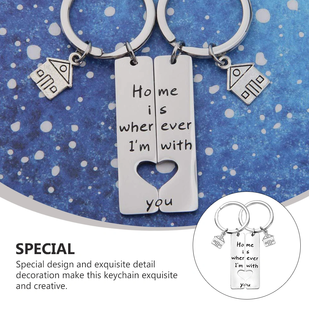 1 Pair Durable Titanium Steel Keychains Silver Keyrings Decorative Hanging Gifts
