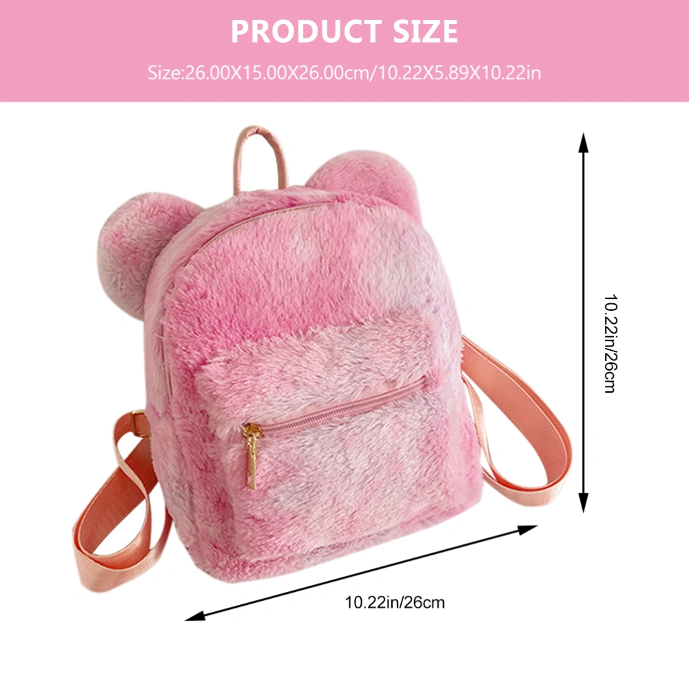 Creative Plush Storage Bag Winter Fluffy Backpack Girls Bear Ear Pattern Backpack