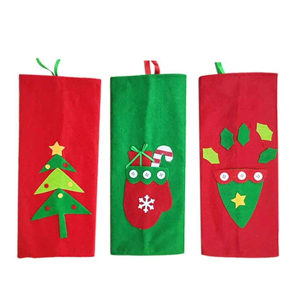 3PCS Christmas Wine Bottle Cover Holder Gift Bag Xmas Eve Dinner Table Decoration Candy Bags (3003A & 3003B & 3003C)