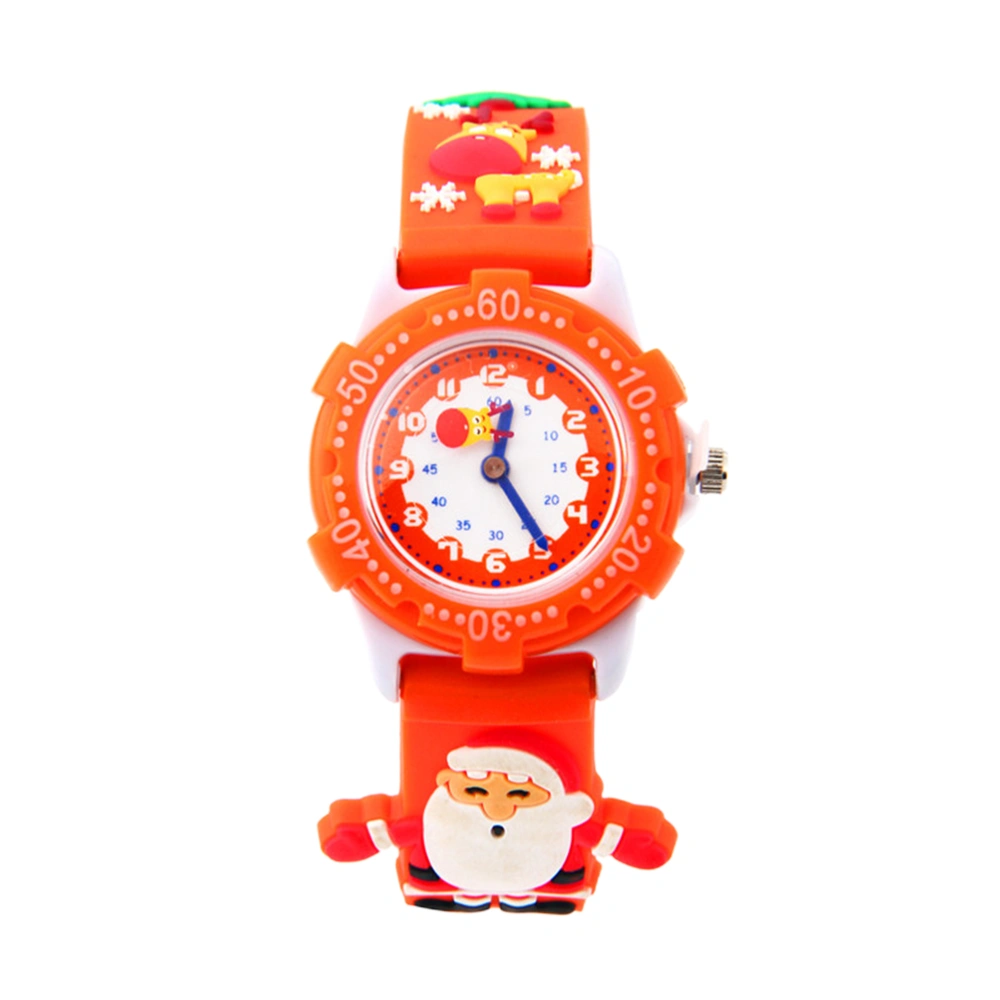 Christmas Themed Kids Watch Pupils Wrist Watch Adorable Quartz Watch Kids Birthday Gift for Kids Children Orange