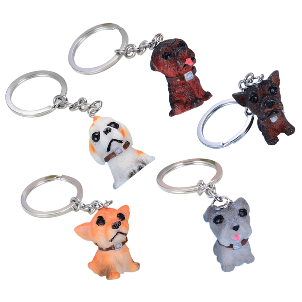 5pcs Puppy Design Keychain Creative 3D Resin Keyring Gift Hanging Ornament Keyring for Bag and Belt Loop Accessory Mini Backpack Hooks for Men and Women (Random Pattern)