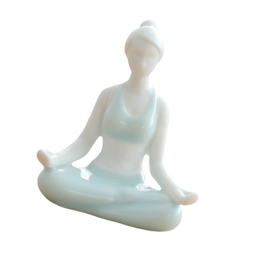 Figure Shaped Desktop Decoration Ceramic Crafts Creative Yoga Ornament Home Adornment Sky-Blue (Style 1)