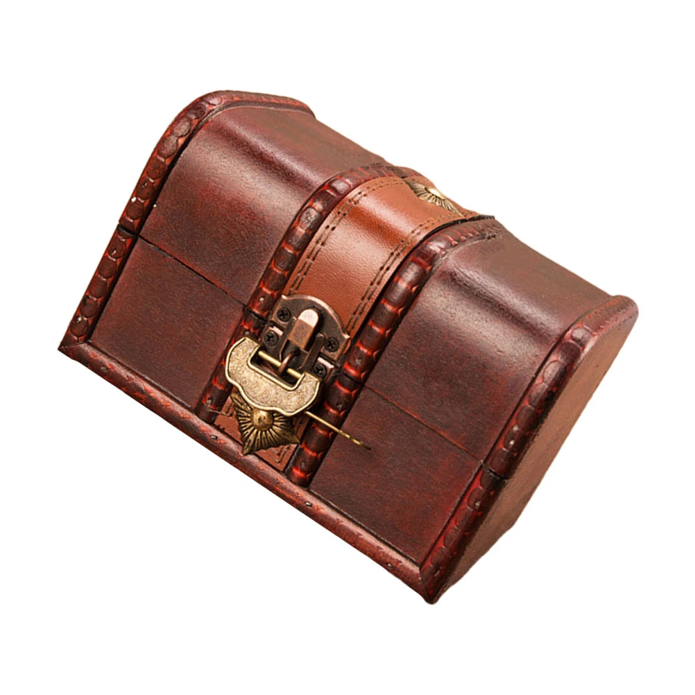 Household Wooden Storage Box Vintage Jewelry Storage Case Treasure Chest Box