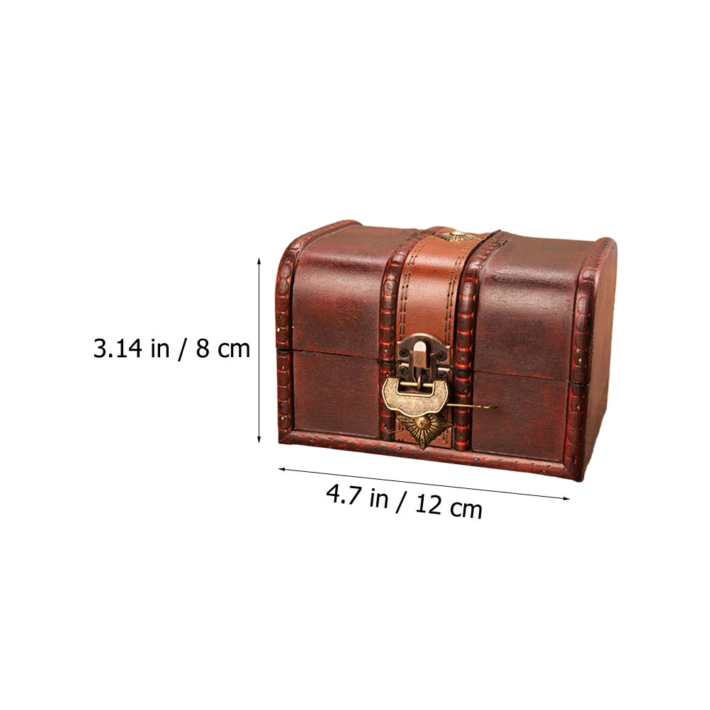 Household Wooden Storage Box Vintage Jewelry Storage Case Treasure Chest Box