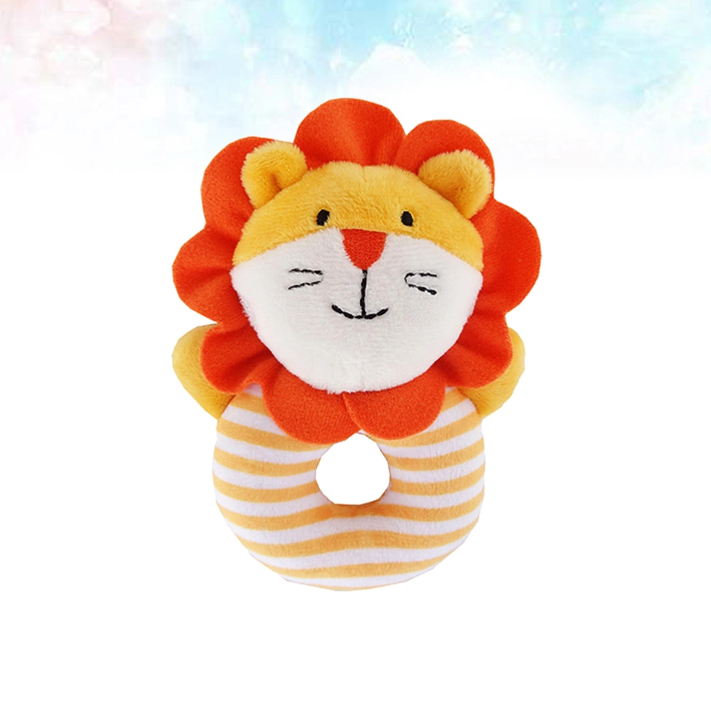 Animal Baby Hand Rattle Squeaker Developmental Educational Animal Rattles Infant Baby Toys (Orange Lion)