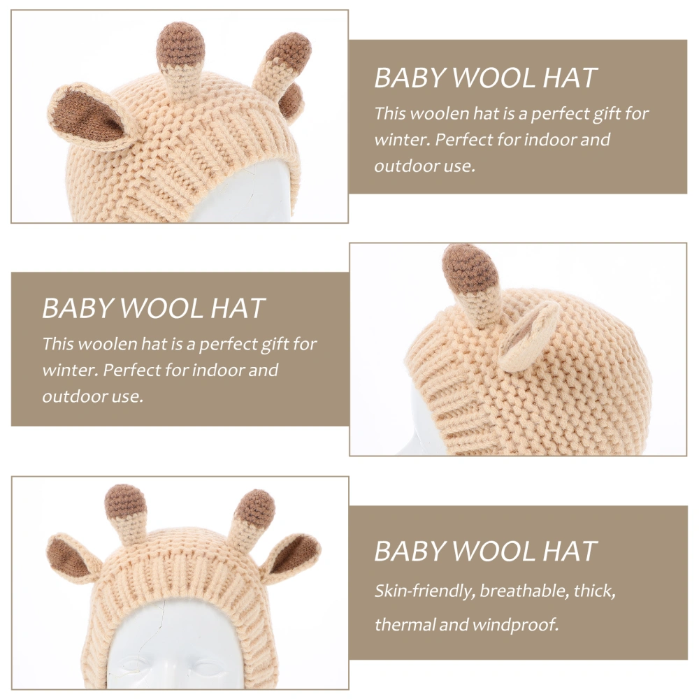 Baby Winter Warm Knit Hat Adorable Antler Beanie Comfortable Wool Hat