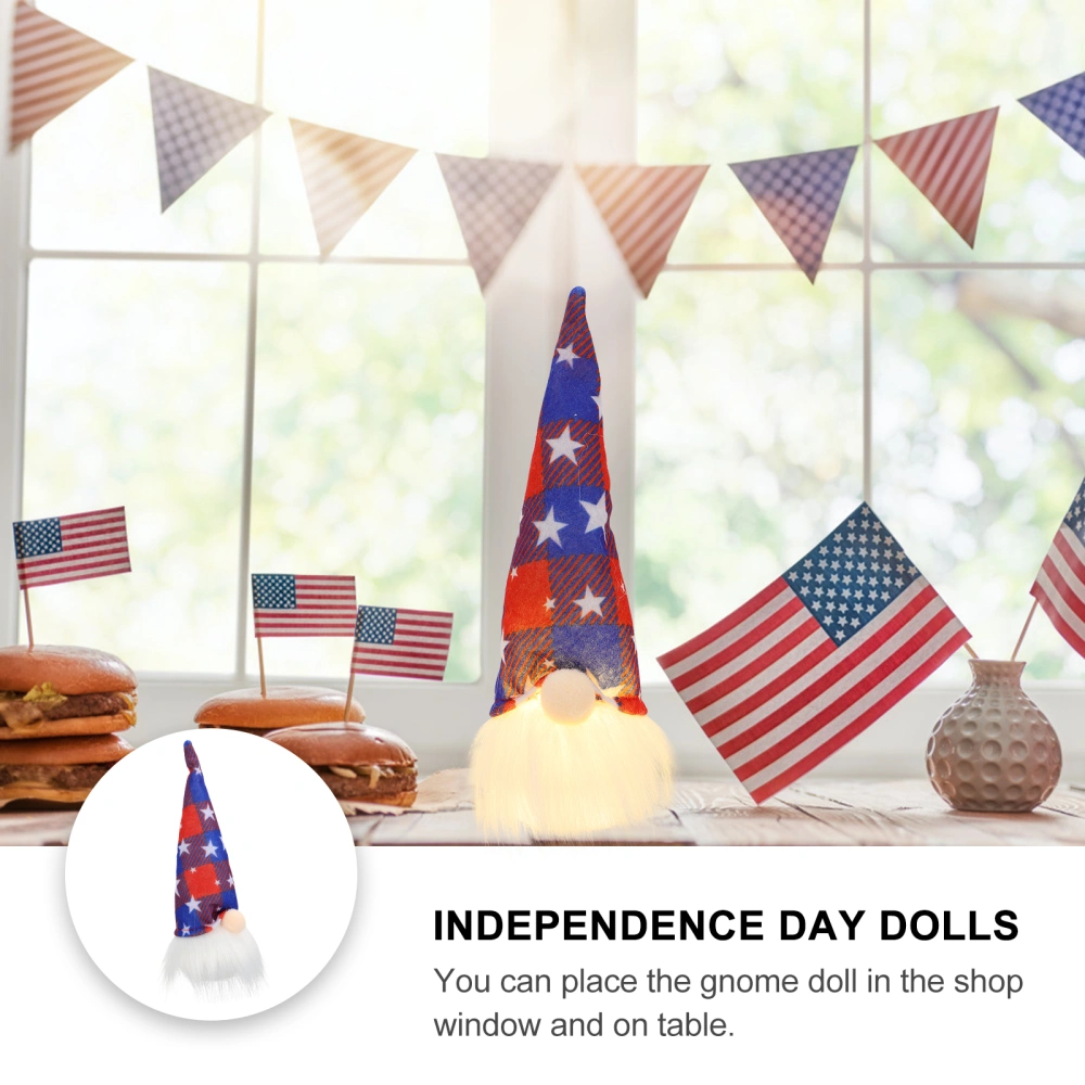 1pc Gnome Doll with Light Desktop Adornment for American Independence Day