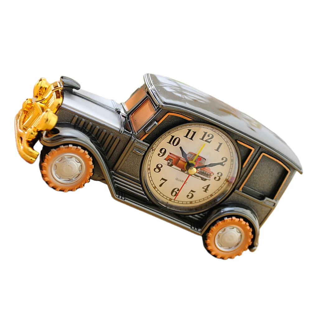 1pc Classic Car Shape Clock Desktop Alarm Clock Bedside Clock Room Decoration for Home Dorm Office Black Silver and Orange