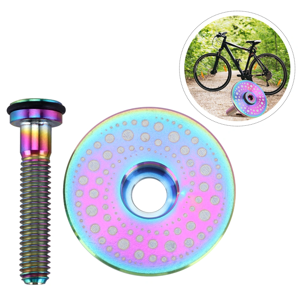 1 Set with Screw Bike Headset Stem Caps Kit Bike Accessory (Milky Way, Colorful)