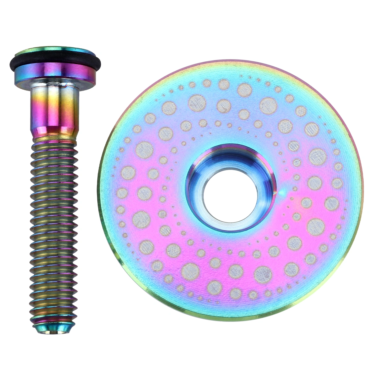 1 Set with Screw Bike Headset Stem Caps Kit Bike Accessory (Milky Way, Colorful)