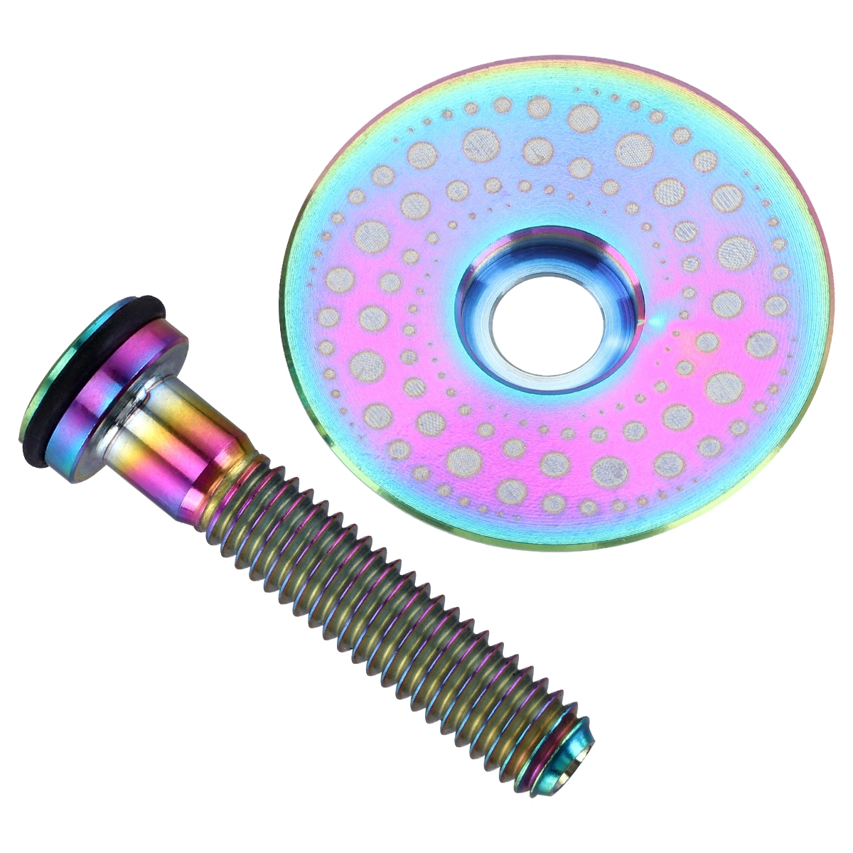 1 Set with Screw Bike Headset Stem Caps Kit Bike Accessory (Milky Way, Colorful)