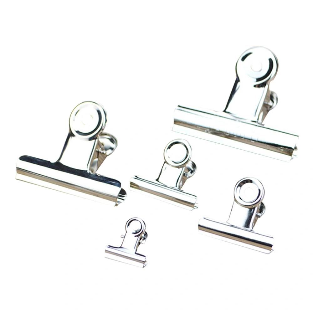 30pcs Stainless Steel Clips Circular Clamp Bill Fold Stationery Clip for Office School (Silver)