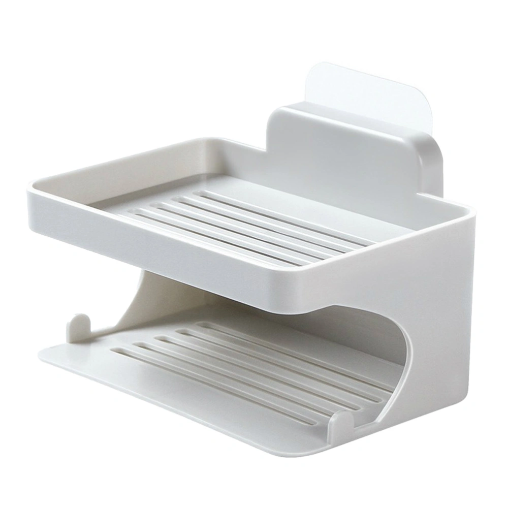 Punch-Free Soap Dish Holder Bathroom Double Layer Soap Organizer Soap Box Shelf