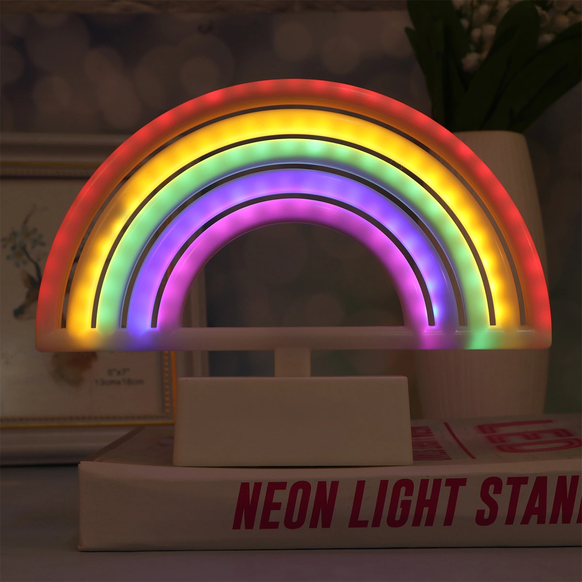 1PC Cartoon Rainbow Lamp Bedroom Bedside LED Night Light Table Lamp Decorative Light Without Battery