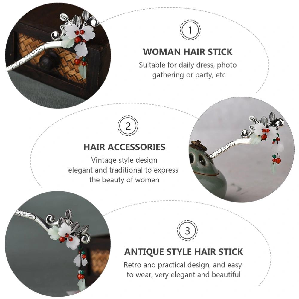 1pc Retro Leaf Flower Hair Sticks Woman Hairstyle Updo Hairpin Retro Headdress