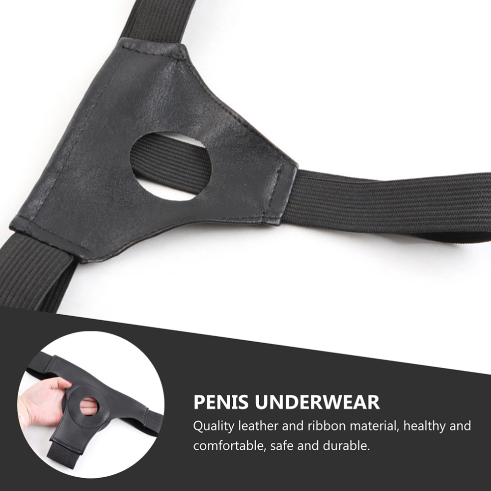 1 Pair of Sexy Penis Panties Wearable Penis Covers Sexual Life Toys (Black)