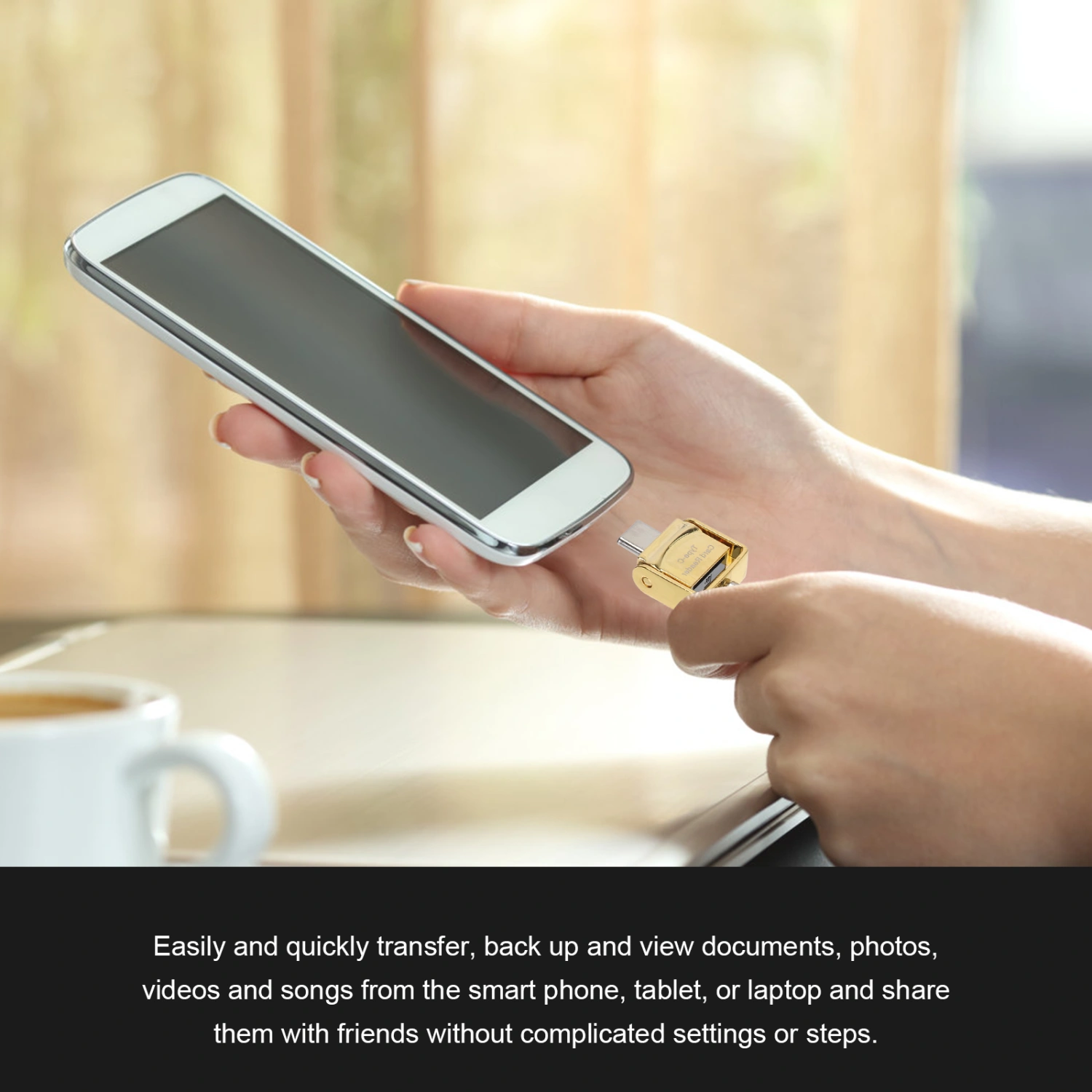 Metal Type-c OTG Mobile Phone Reader High Compatibility Reader(Golden)