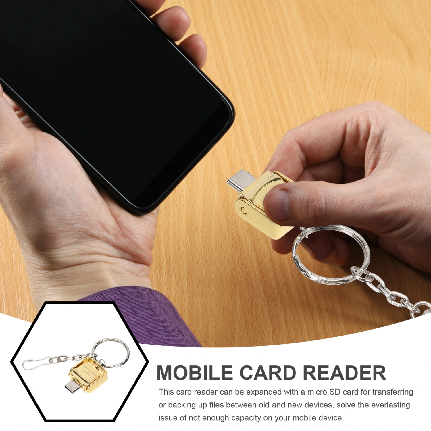 Metal Type-c OTG Mobile Phone Reader High Compatibility Reader(Golden)