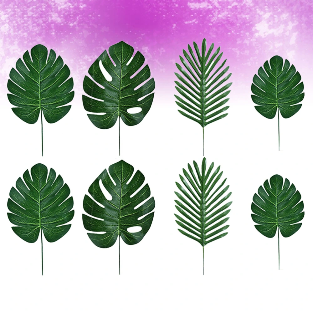 48pcs Artificial Tropical Leaves Hawaii Monstera Lifelike Palm Leaf Beach Forest Monstera DIY Home Decoration Theme Party Plants Leaf(4 Size, 12pcs for Each Size)