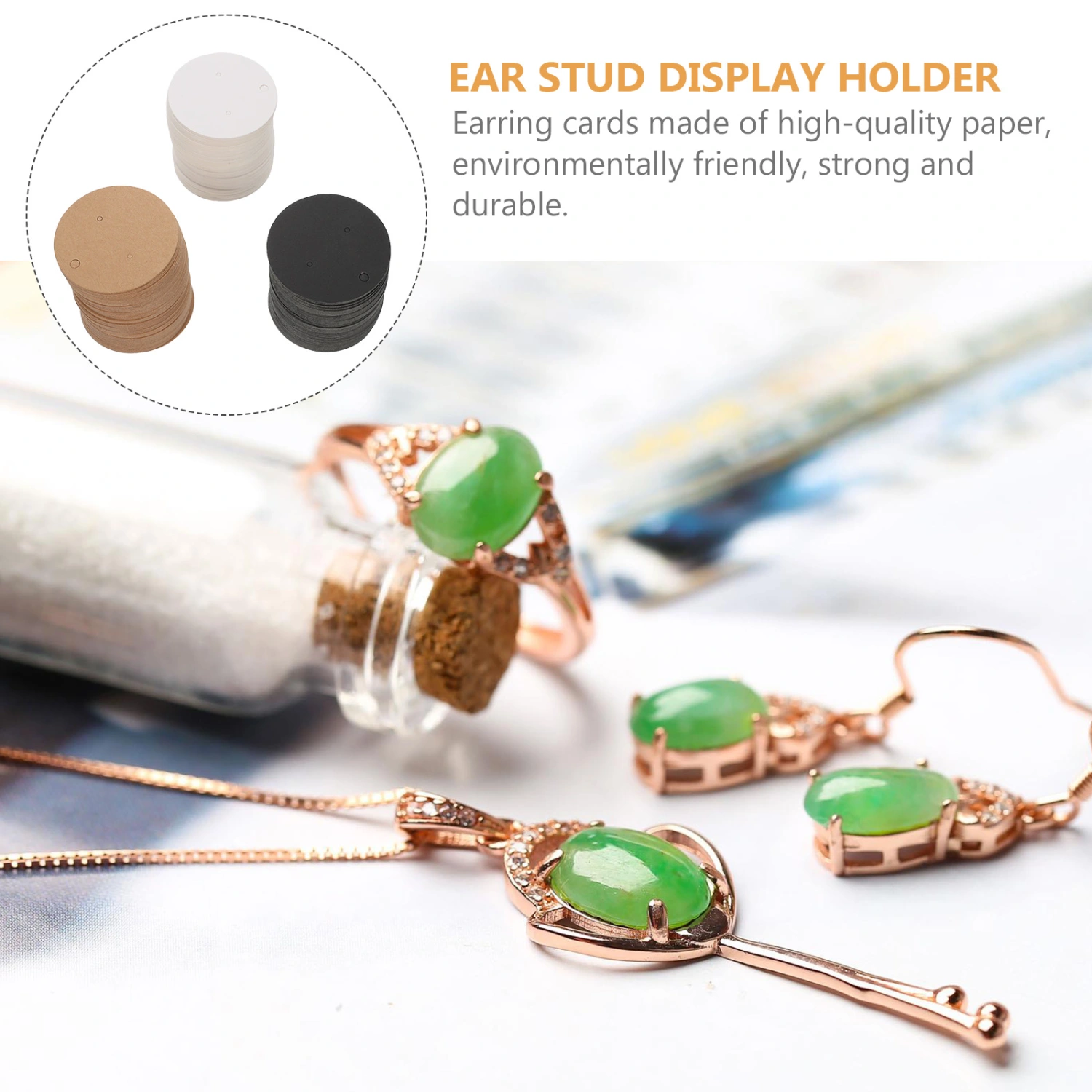 300pcs Paper Earring Cards Earring Display Holder Round Cardboard Earring Holder