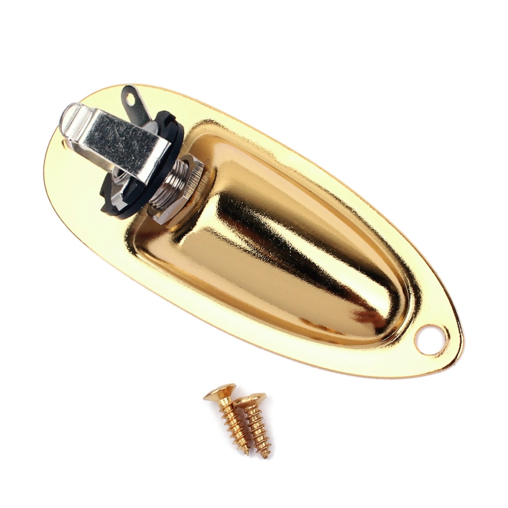 Boat 1/4 Inch 6.35mm Guitar Jack Plug Socket Guitar Pickup Output Input Jack Plug with Jack Plate Screws for Strat Electric Guitar Bass (Golden)