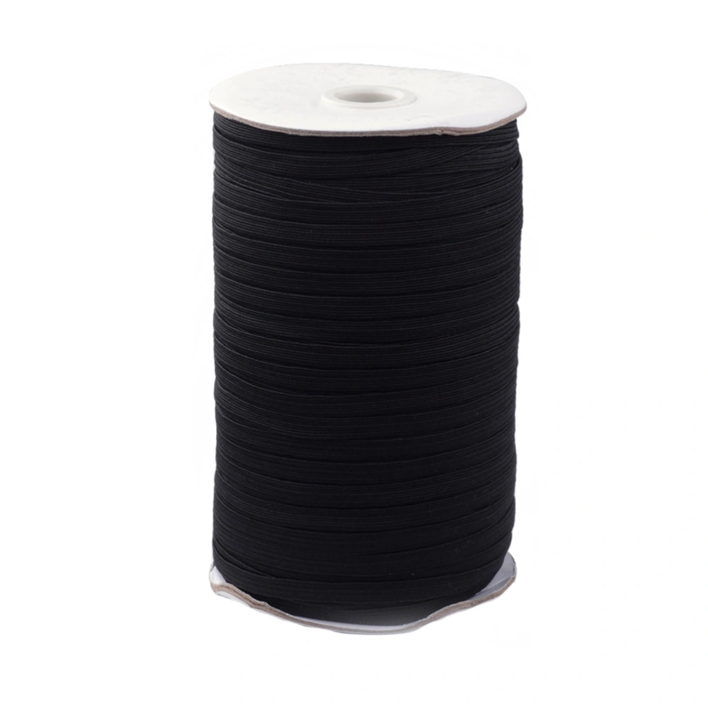 1 Roll 91m Polyester Face Mask Elastic Band Replacement Flat Ribbon Clothing Accessories Belt Decor Supplies - 8mm (Black)