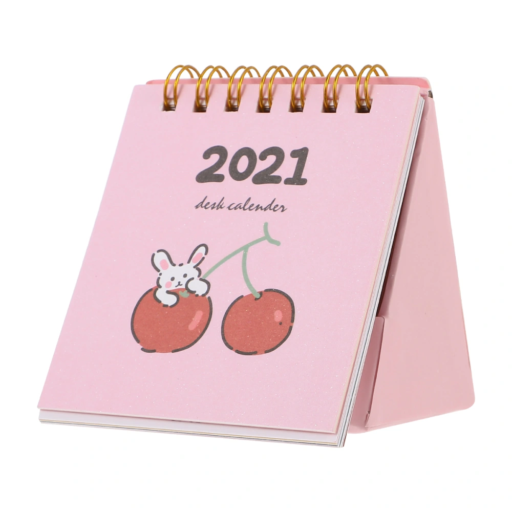 1Pc Small 2021 Desktop Calendar Mini Coil Calendar Desk Decoration (Rabbit)