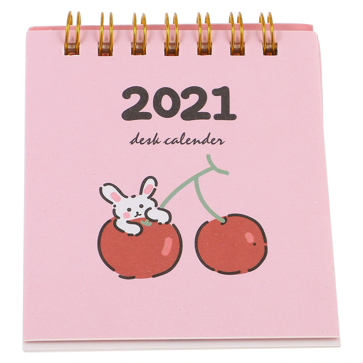 1Pc Small 2021 Desktop Calendar Mini Coil Calendar Desk Decoration (Rabbit)