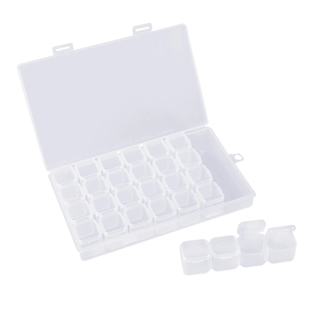 28 Compartments Nail Art Jewelry Bead Container Empty Storage Box Case Holder Nail Art Organizer (Transparent)