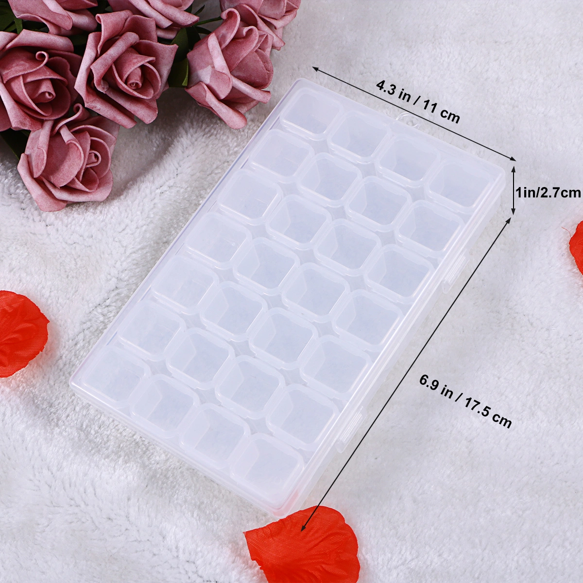 28 Compartments Nail Art Jewelry Bead Container Empty Storage Box Case Holder Nail Art Organizer (Transparent)