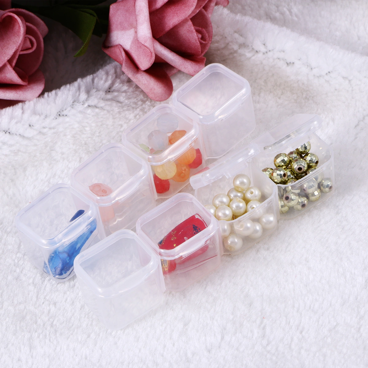 28 Compartments Nail Art Jewelry Bead Container Empty Storage Box Case Holder Nail Art Organizer (Transparent)