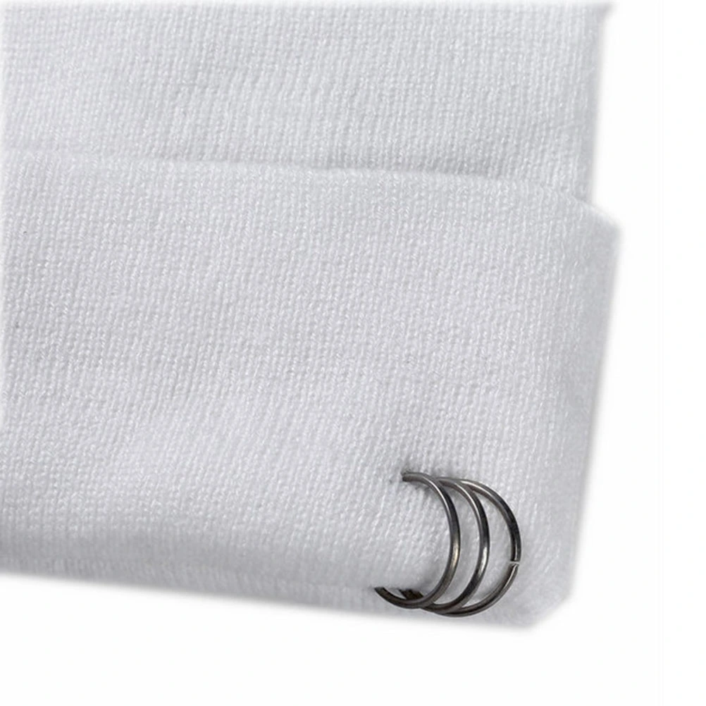 Classic Warm Winter Hats Knit Iron Ring Cuff Beanie Daily Beanie Hat for Men Women (White)