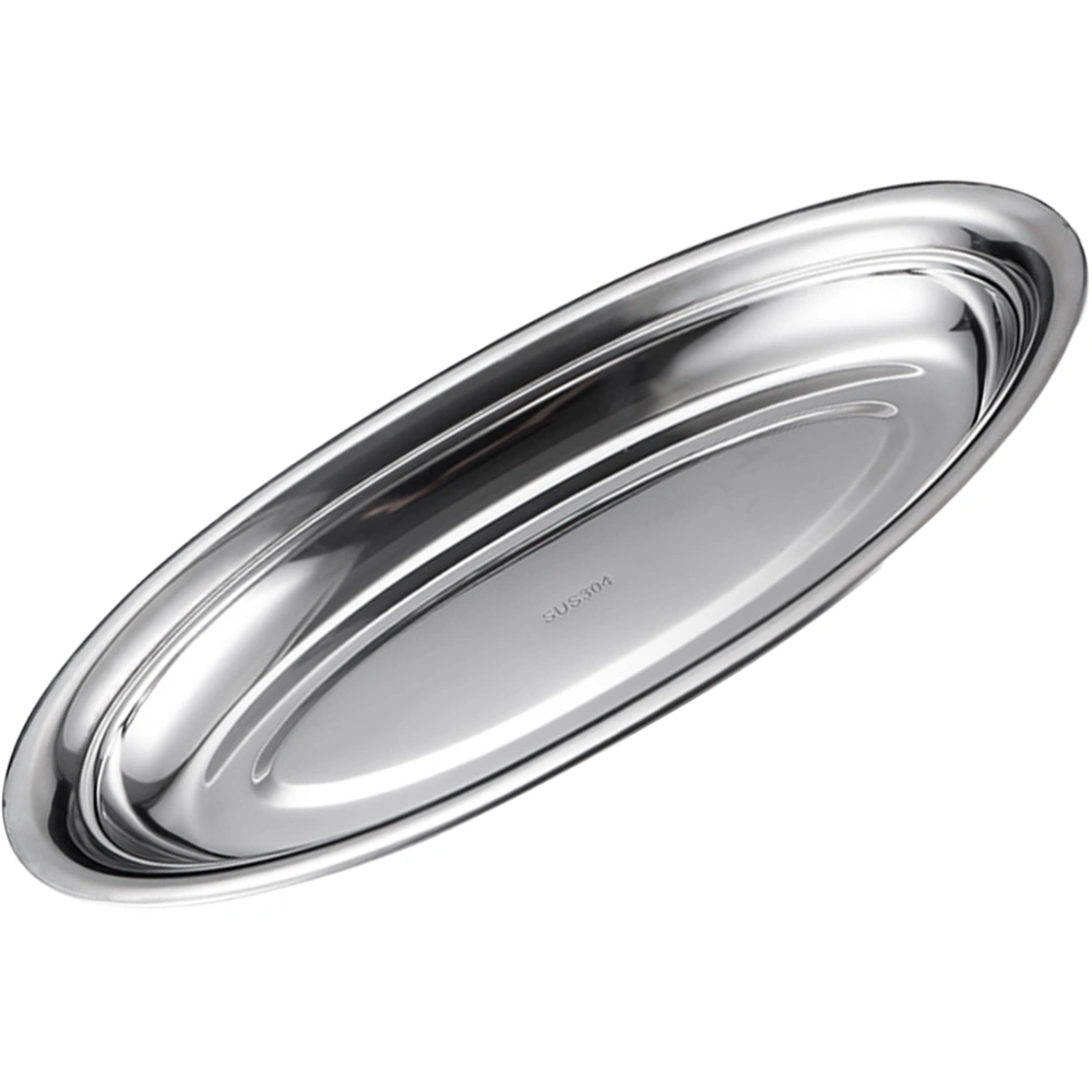 Oval Serving Plate Stainless Steel Dish Food Serving Plate Household Snack Plate